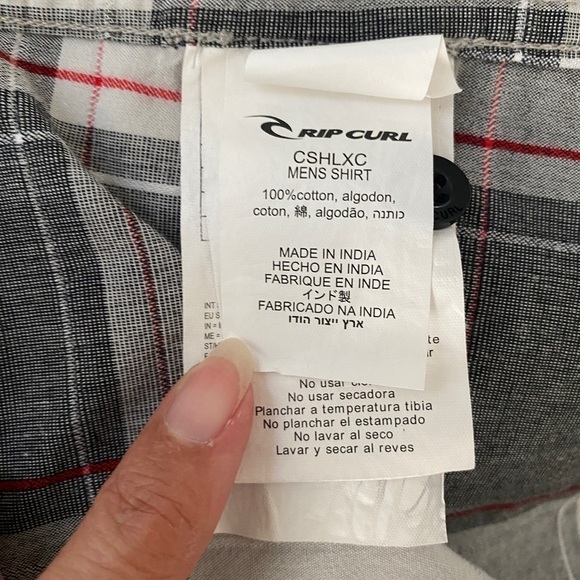 RIP CURL Plaid Button Down Collared Shirt Men M Medium - Picture 7 of 9